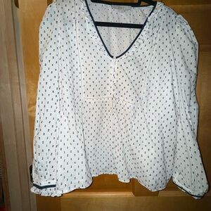 LOFT White Blouse with Black Dots